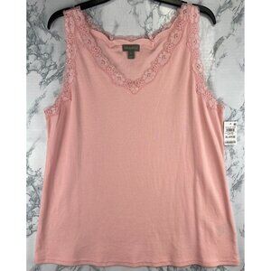Style & Co. Womens X Large  Scallop Tank Top Peachy Pink Lace Trim
